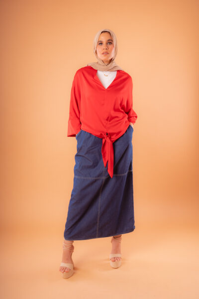 blue jeans maxi skirt