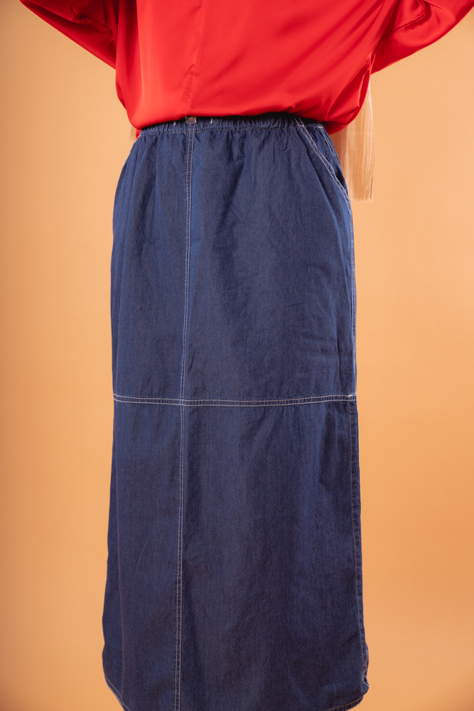 blue jeans maxi skirt