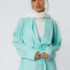 Linen-Blend Tie-Belt Jacket - Turquoise, XL