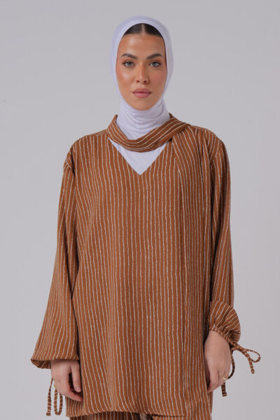 Printed Tie Neck Sleeve Blouse