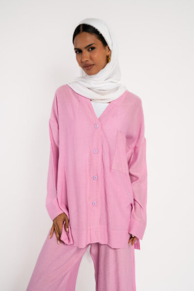 blouse, seven buttons, two pockets