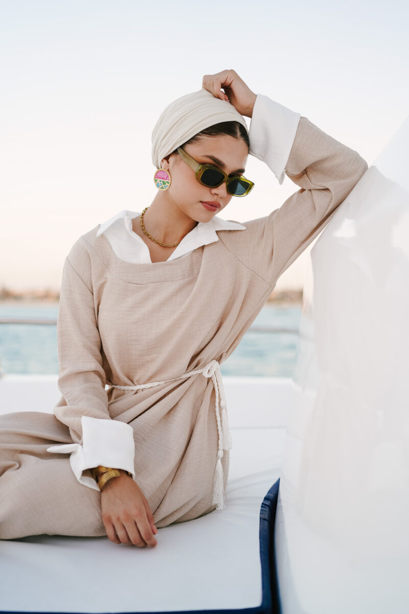 Linen Dress with Belt - Image 2