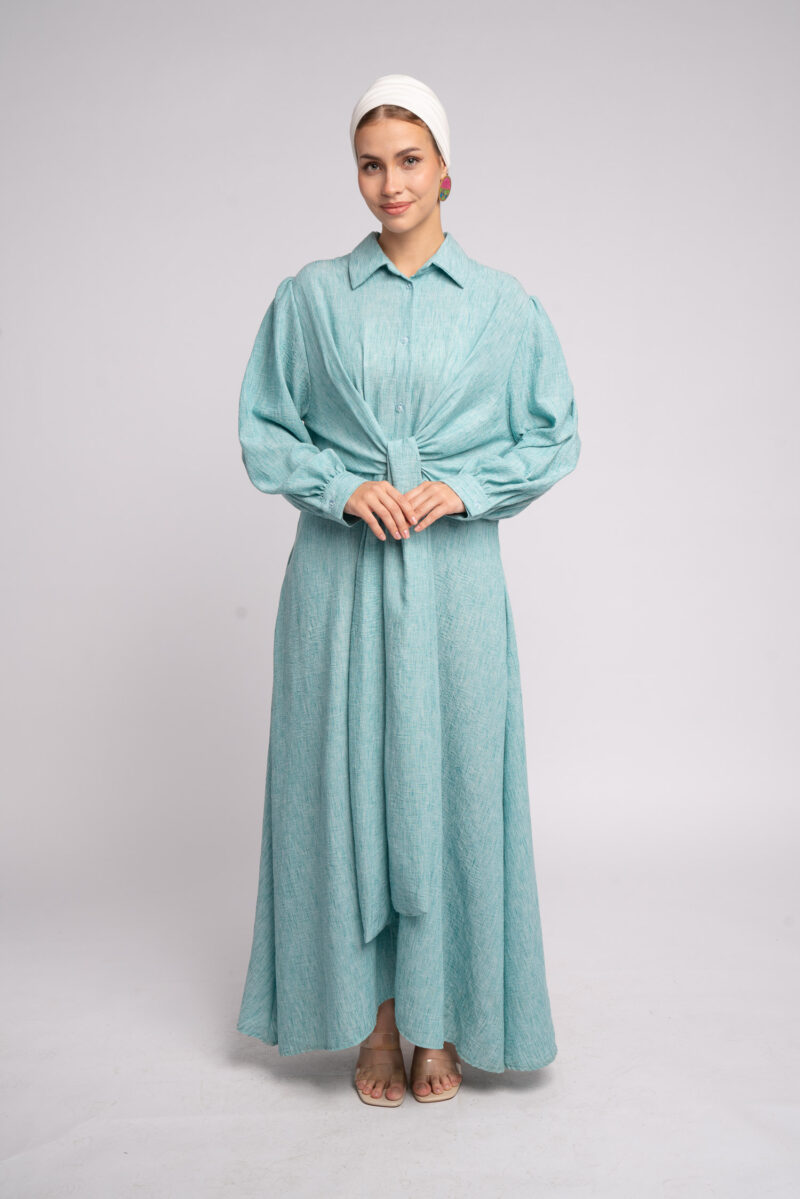 Linen dress with a cut in the middle - Image 4