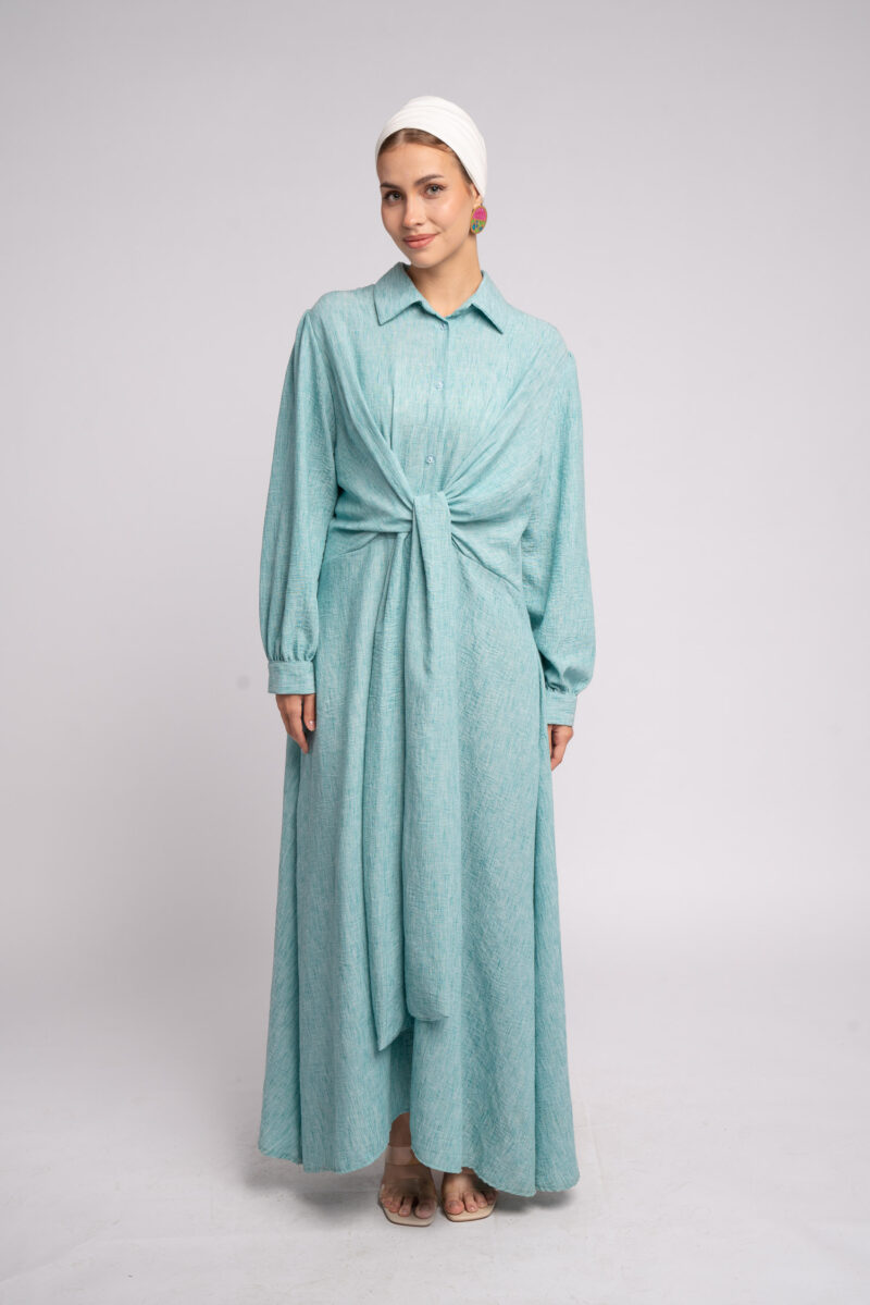 Linen dress with a cut in the middle - Image 1