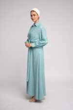 Linen dress with a cut in the middle - Image 2
