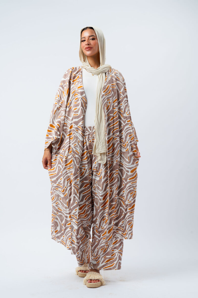 Printed Linen Seven-Button Dress - Image 1