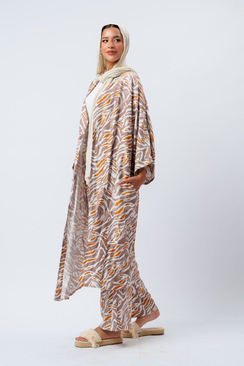 Printed Linen Seven-Button Dress - Image 3