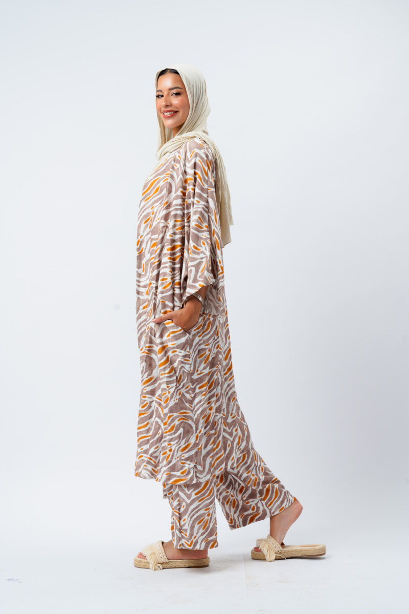 Printed Linen Seven-Button Dress - Image 4