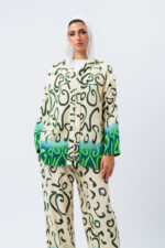 Linen printed hoodie blouse with 2 pockets - Image 8