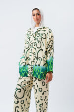 Linen printed hoodie blouse with 2 pockets - Image 6