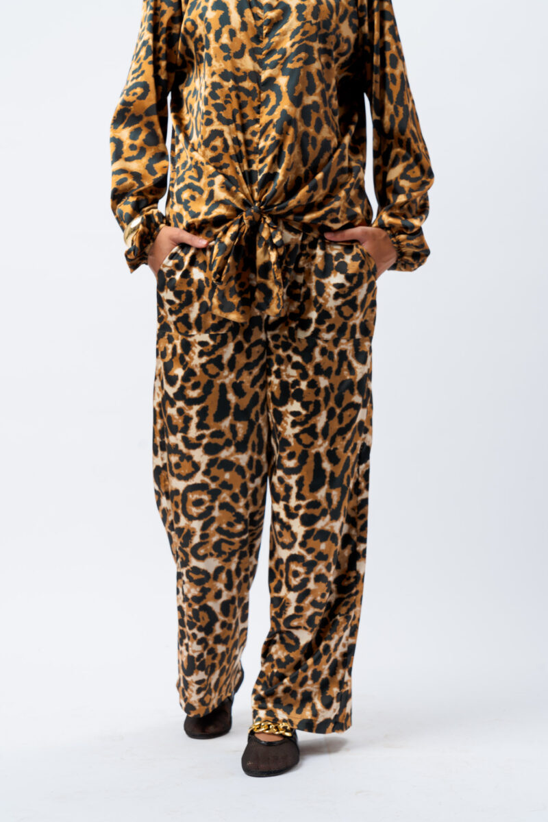 satin printed trousers with 2 pockets - Image 5