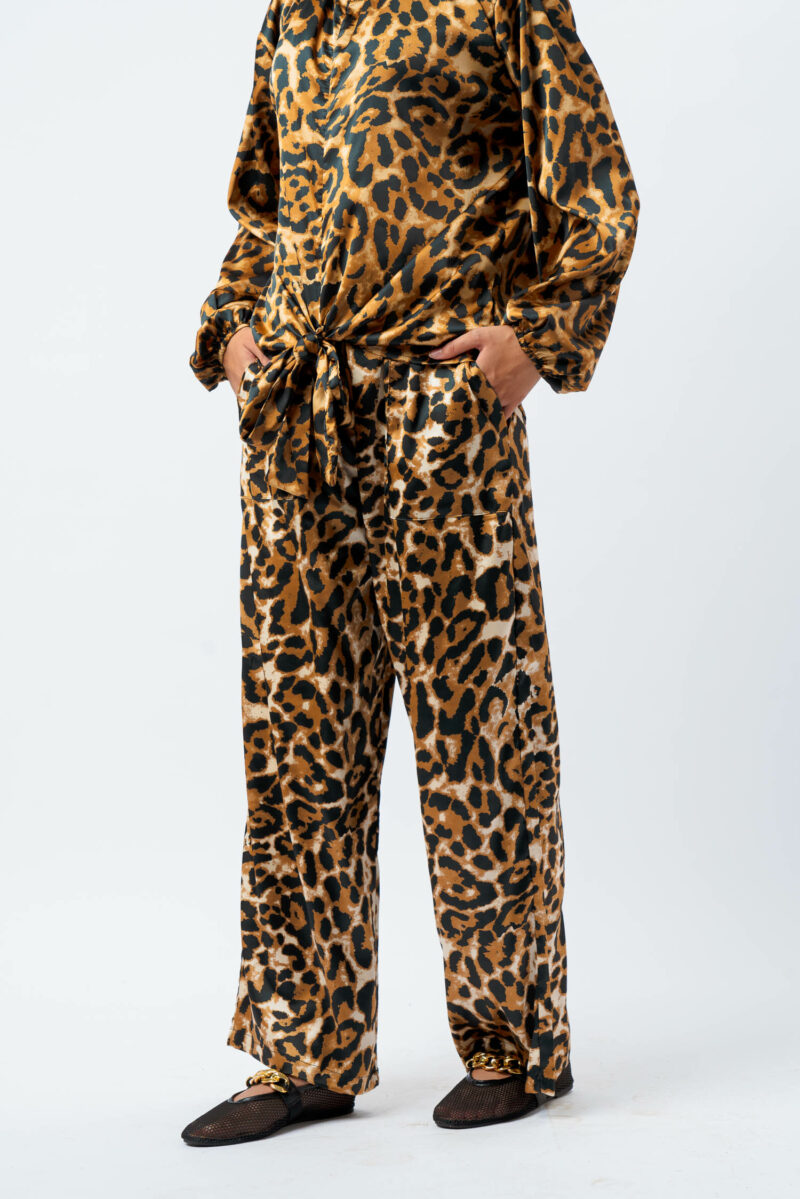 satin printed trousers with 2 pockets - Image 4