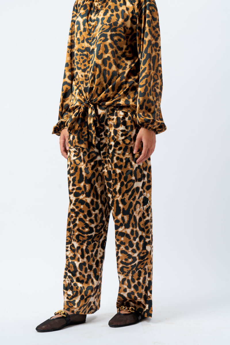 satin printed trousers with 2 pockets - Image 3