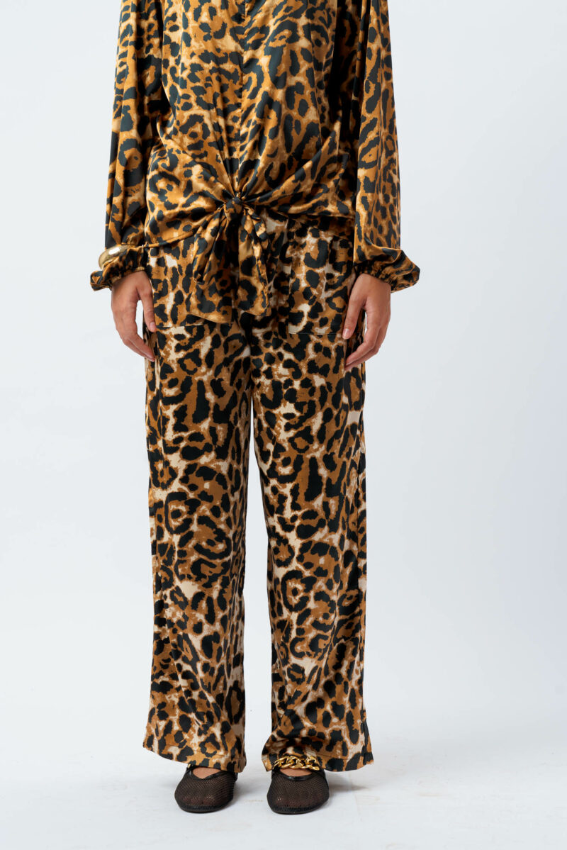 satin printed trousers with 2 pockets - Image 1