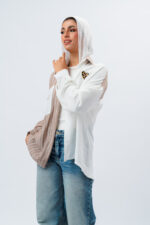 Heart-embroidered striped linen blouse - Image 6