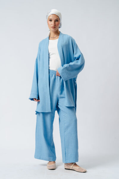 Linen set with belt and pants