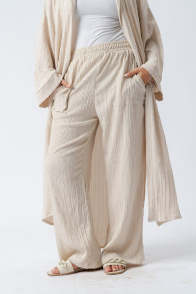 Crinkle Wide-Leg Pants