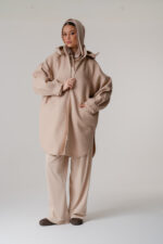 Wool Lycra outer jacket with hood - Image 4