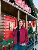 Jacquard blouse with pocket collar and cuffs
