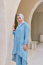 Hooded Linen Dress with Zipper - Image 2