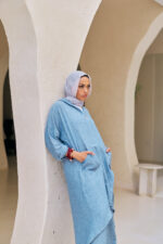 Hooded Linen Dress with Zipper - Image 3