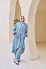 Hooded Linen Dress with Zipper - Image 4
