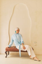 Smocked Neck Blouse with Tie-Front - Image 3