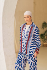 Printed Blouse with Bordered Collar