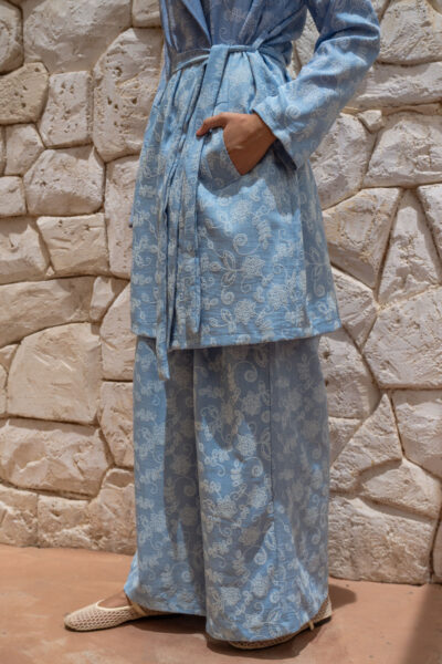 Double-Pleated Flocked Linen Trousers