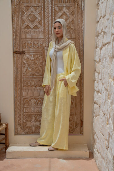 Double-Pleated Jacquard Linen Trousers