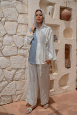 Blouse Two colors with Tie - Image 3