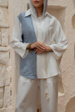 Blouse Two colors with Tie - Image 2