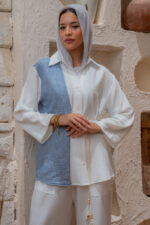 Blouse Two colors with Tie