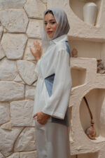 Blouse Two colors with Tie - Image 4