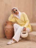 Printed linen blouse with tie - Image 2