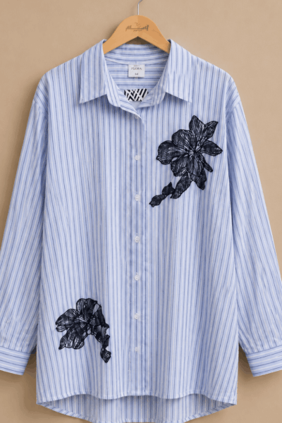 Striped Dantel Flowers Shirt