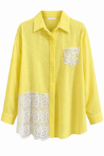 Linen blouse with a pocket and hem detail