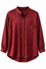 Polka Dot Button-Front Blouse