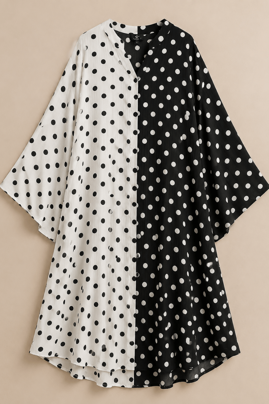5002001063m04.png Two Tone Polka Dot Dress - Image 1